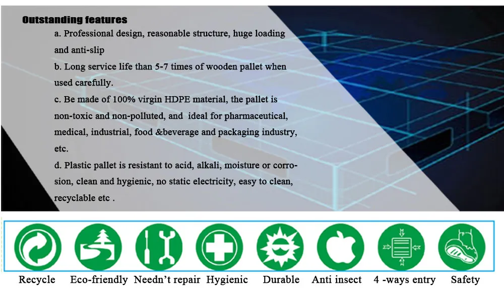 1210 Best Price Heavy Duty Load Euro Size Export Transport Shipping Plastic Pallets