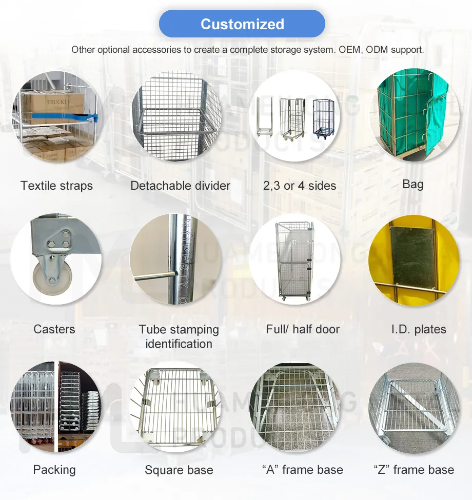 3 Sided Galvanized Warehouse Logistics Supermarket Storage Worktainer Roll Cage