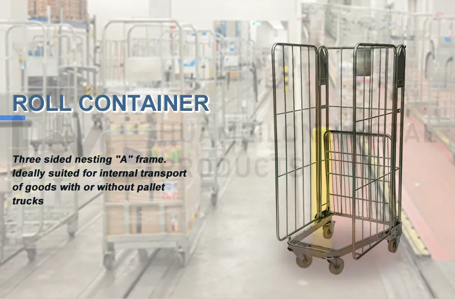 3 Sided Galvanized Warehouse Logistics Supermarket Storage Worktainer Roll Cage