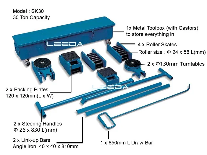 30 Ton Complete Machinery Skate Kits Sk30
