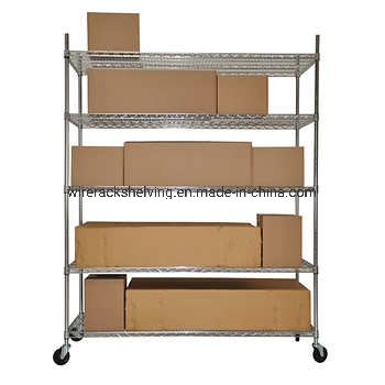 5 Tire Heavy Duty Chrome Shelve Wire Rack Shelving with Wheels 60 X 24 X 72 for Warehouse Moving