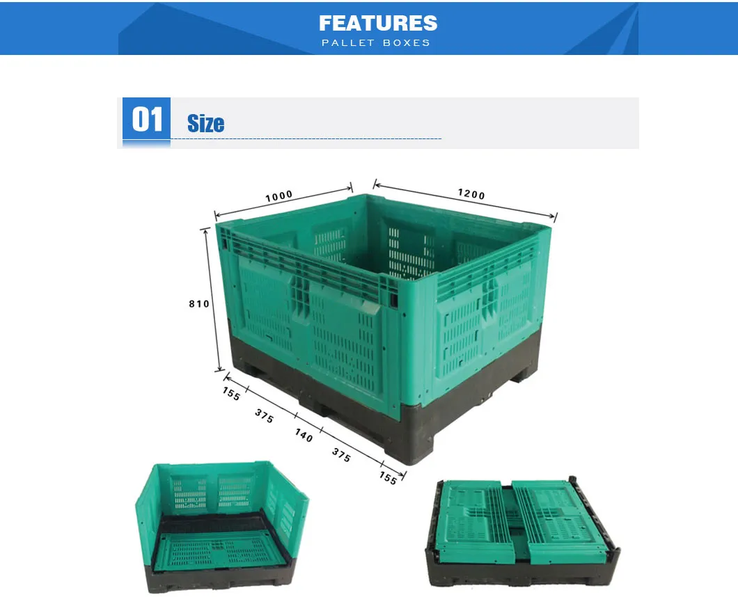 700L Collapsible Mesh Plastic Pallet Box for Agriculture