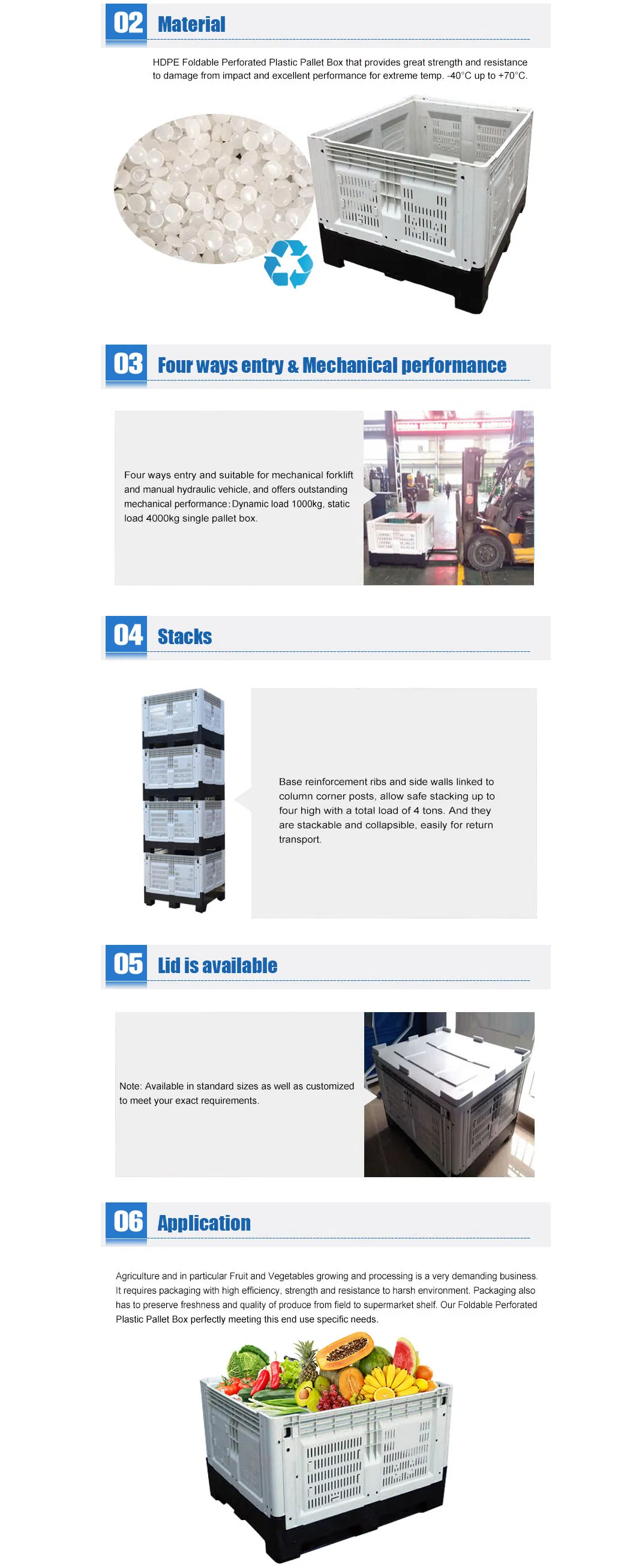 700L Collapsible Mesh Plastic Pallet Box for Agriculture