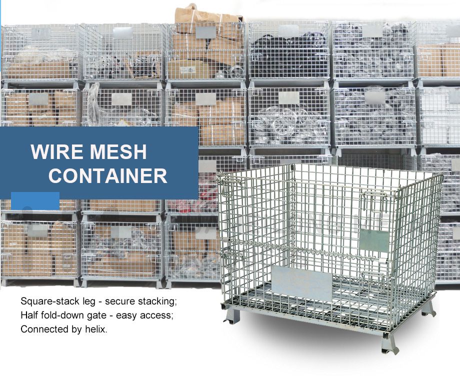 Good Sales Space Saving Iron Rectangular Wire Mesh Stillage Gitterbox