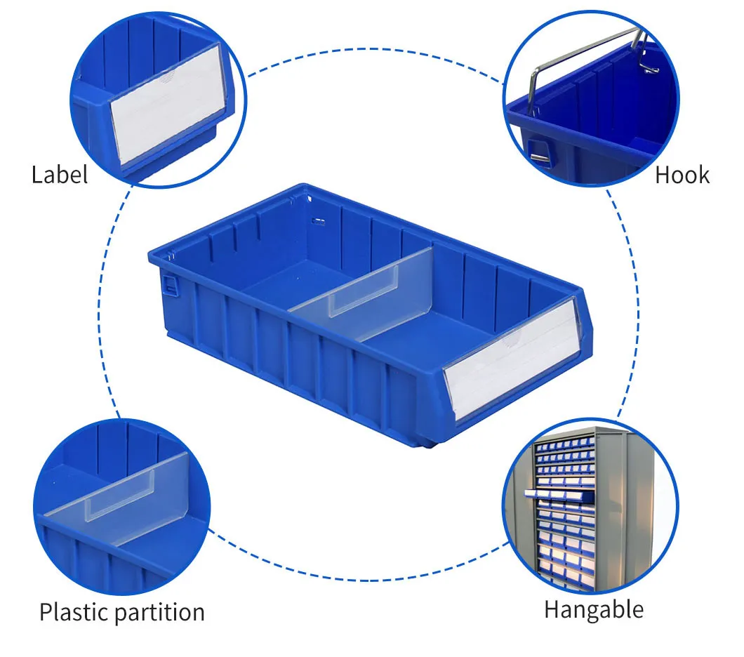 High Quality Warehouse Strong and Durable Sparte Parts Stackable Drawer Storage Spare Powerway Plastic Shelf Bins and Box for Storage