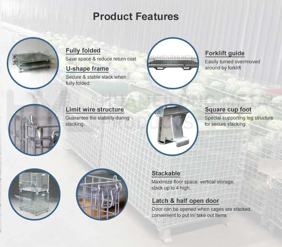 Japan Industrial Collapsible Metal Wire Mesh Stillage Cage with Wheels