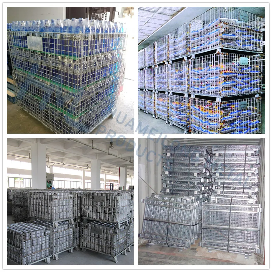 Japan Industrial Collapsible Metal Wire Mesh Stillage Cage with Wheels