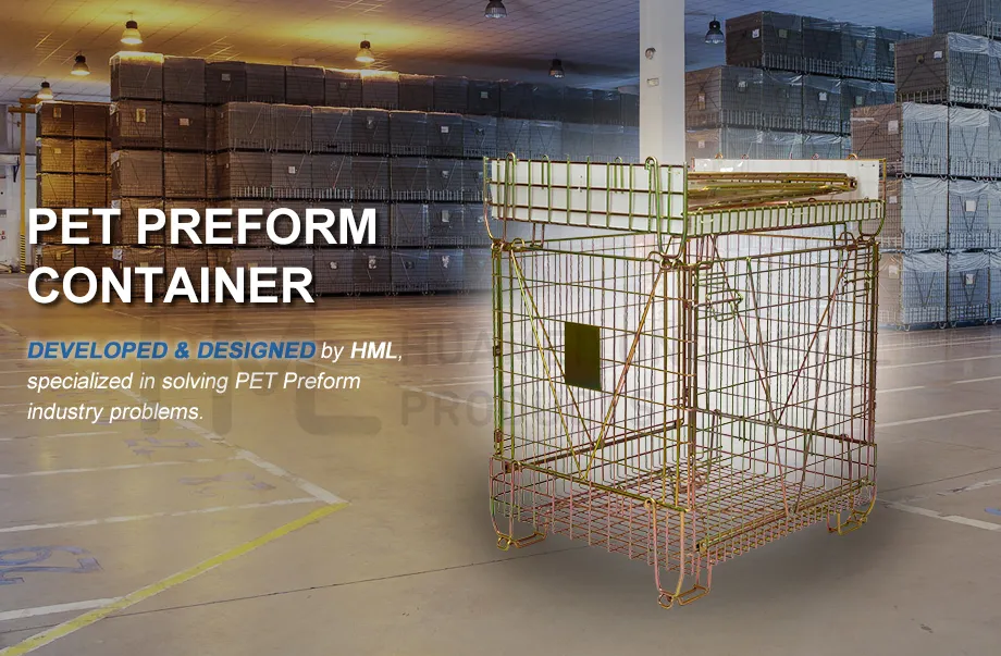 Rigid Palletized Pet Preform Storage Wire Mesh Containers with Forklift